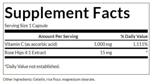 Swanson Vitamin C with Rose Hips - C-Vitamin Csipkebogyóval 250 Kapszula