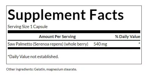 Swanson Saw Palmetto 540 mg - Fűrészpálma Kivonat 100 Kapszula