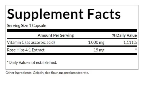 Swanson Vitamin C with Rose Hips - C-Vitamin Csipkebogyóval 90 Kapszula