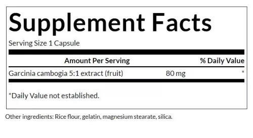 Swanson Garcinia Cambogia 5:1 Kivonat 80 mg 60 Kapszula