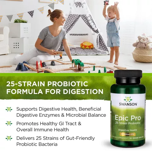 Swanson Epic Pro 25-Strain Probiotikum 30 BILLION CFU 30 Veg Kapszula