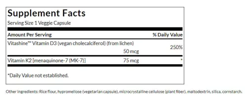 Swanson D3 & K2 Vitamin 60 Kapszula