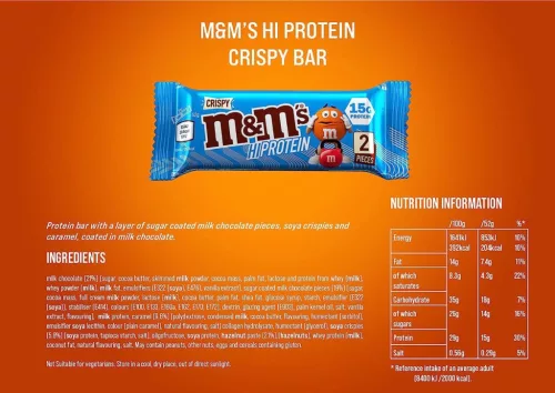 M&M's Mars High Protein Bar - Fehérjeszelet - Csokoládés Keksz (Crisp Bar) 52 g