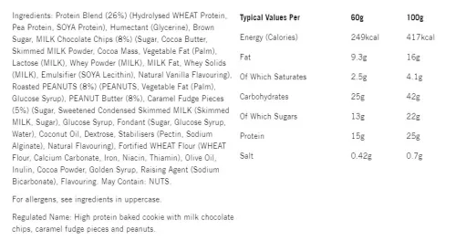 Snickers High Protein Cookie - Magas Fehérjetartalmú Sütemény - Csokoládés Földimogyoró 60 g