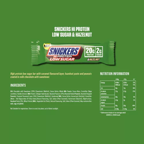 Mars High Protein Low Sugar Bar - Alacsony Cukortartalmú Fehérjeszelet - Mogyoró 57 g