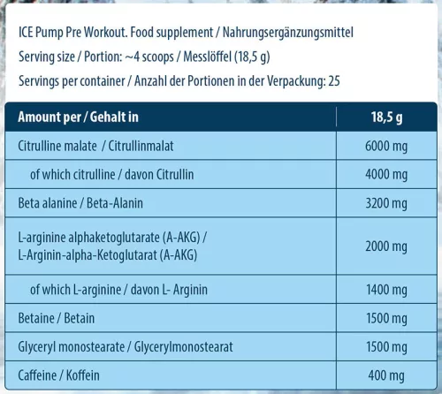 FA - Fitness Authority Edzés Előtti Pörgető Formula - Ice Pump Pre Workout 463 g