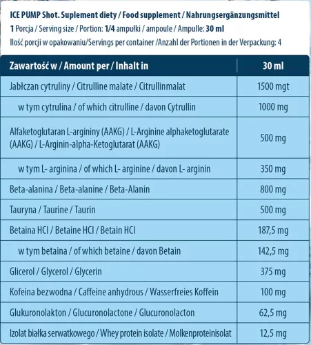 FA - Fitness Authority Edzés Előtti Energiafokozó Shot - Ice Pump Shot 120 ml