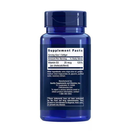 Life Extension D-vitamin 25 mcg (1000 NE) 250 Lágykapszula