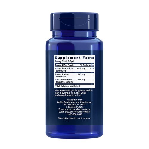 Life Extension Teljes Spektrumú E-vitamin lágykapszula Tokoferollal és Tokotrienollal 60 Lágykapszula