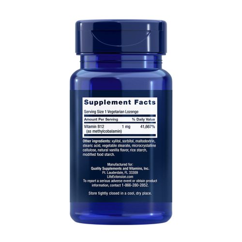 Life Extension B12-vitamin Methylcobalamin 1 mg szopogató 60 Szopogató Tabletta