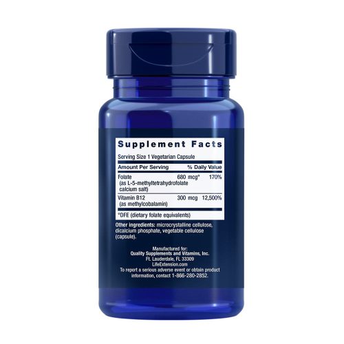 Life Extension Bioaktív Folsav és B12-vitamin kapszula - BioActive Folate & Vitamin B12 90 Veg Kapszula