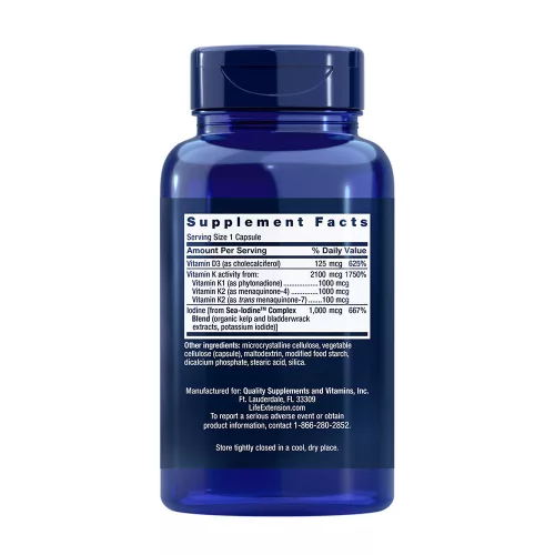 Life Extension D- és K-vitamin kapszula Tengeri Jóddal 60 Kapszula