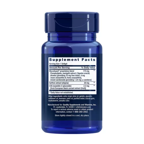 Life Extension MacuGuard® Ocular Support with Saffron - Szem Egészsége 60 Lágykapszula
