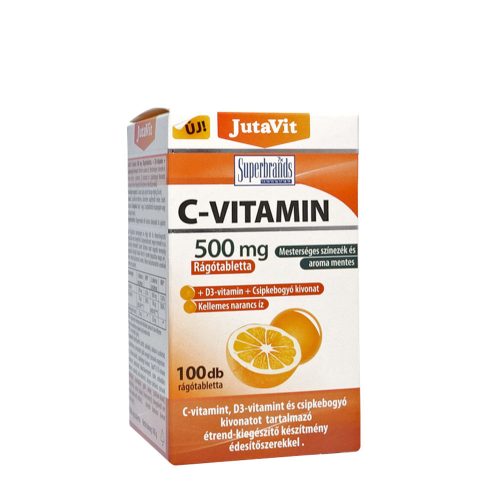 JutaVit C-vitamin 500 mg + D3 + Csipkebogyó rágótabletta 100 Rágótabletta
