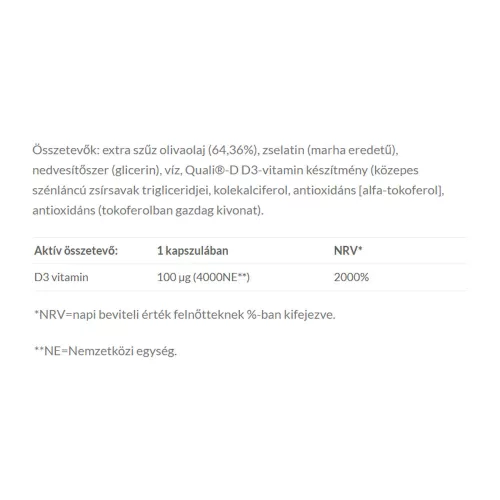 JutaVit D3-vitamin 4000 NE Olíva Forte 100 Lágykapszula
