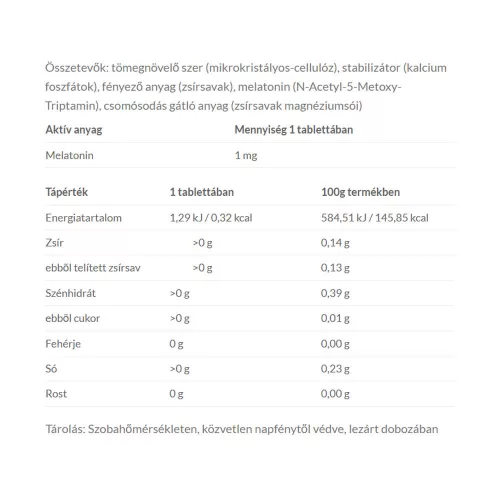 JutaVit Melatonin 1 mg 50 Tabletta