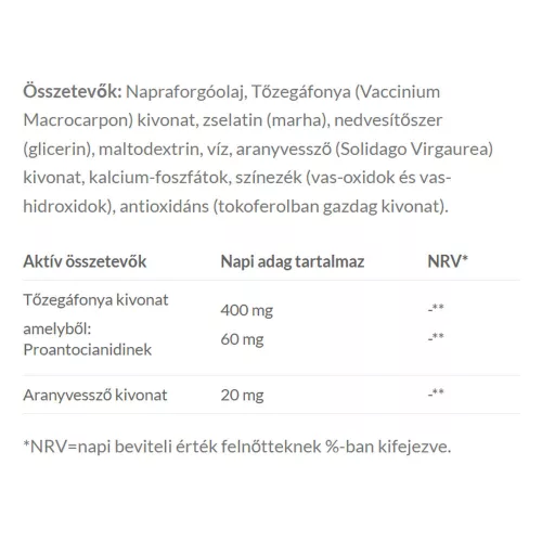 JutaVit Tőzegáfonya 800 mg + Aranyvessző Kivonat 70 Lágykapszula
