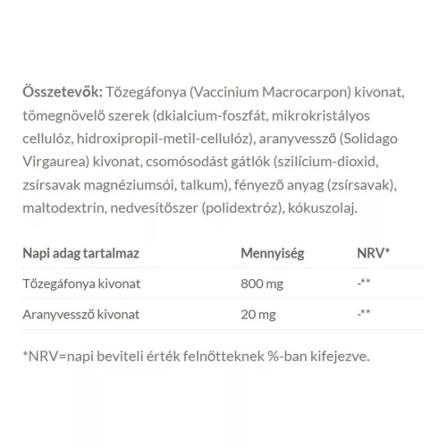 JutaVit Tőzegáfonya 800 mg + Aranyvessző Kivonat 60 Tabletta