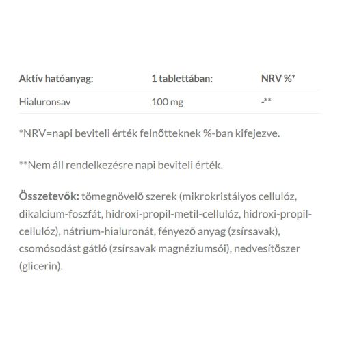 JutaVit Hialuron Forte 100mg 30 Tabletta