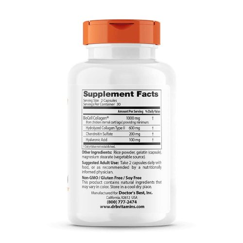 Doctor's Best Hialuronsav + Kondroitin-Szulfát + Biocell Kollagénnel 60 Kapszula