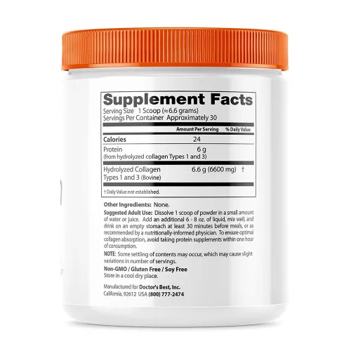 Doctor's Best 1. és 3. Típusú Tiszta Kollagén por - Pure Collagen Types 1 and 3 200 g