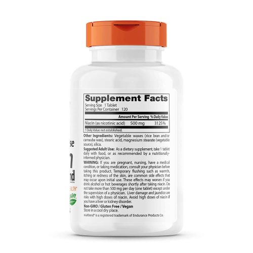 Doctor's Best Nyújtott Felszabadulású Niacin 500 mg tabletta Niaxtend-del 120 Tabletta