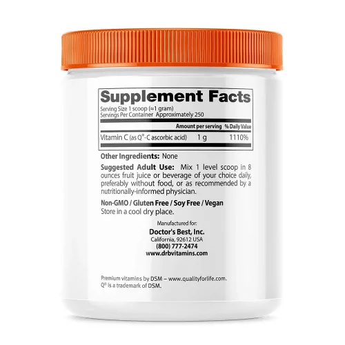 Doctor's Best Tiszta C-vitamin por - Pure Vitamin C Powder With Quali-C 250 g