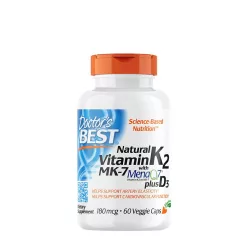  Doctor's Best Természetes K2-vitamin (MK7) 180 mcg + D3 1000 NE - Natural Vitamin K2 (MK7) 180 mcg + D3 1000 IU 60 Veggie Kapszula