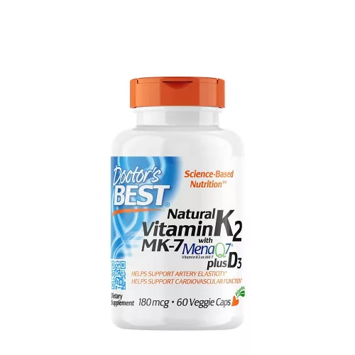 Doctor's Best Természetes K2-vitamin (MK7) 180 mcg + D3 1000 NE - Natural Vitamin K2 (MK7) 180 mcg + D3 1000 IU 60 Veggie Kapszula