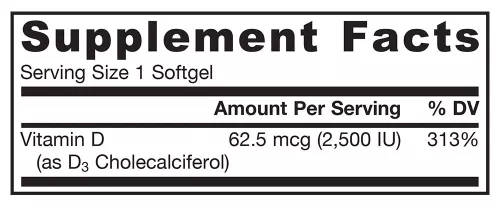 Jarrow Formulas D3-vitamin 2500 NE 100 Lágykapszula