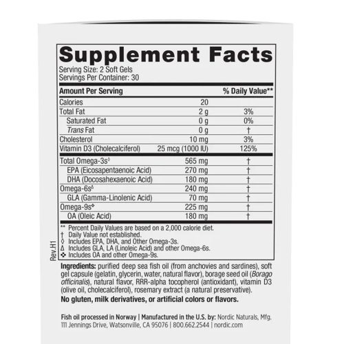 Nordic Naturals Komplex Omega kapszula D-vitaminnal - Complete Omega-D3 60 Lágykapszula