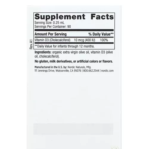 Nordic Naturals Baby's Vitamin D3 400 NE 22.5 ml