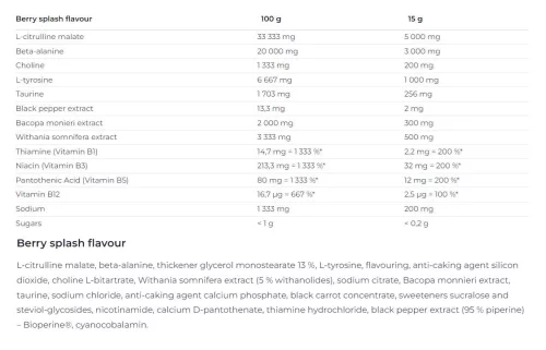 Nutrend Pump Preworkout - Stimulánsmentes edzés előtti 225 g