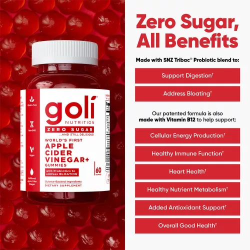 Goli Zero Sugar Apple Cider Vinegar Gummies - Cukormentes Almaecet 60 Gumicukor