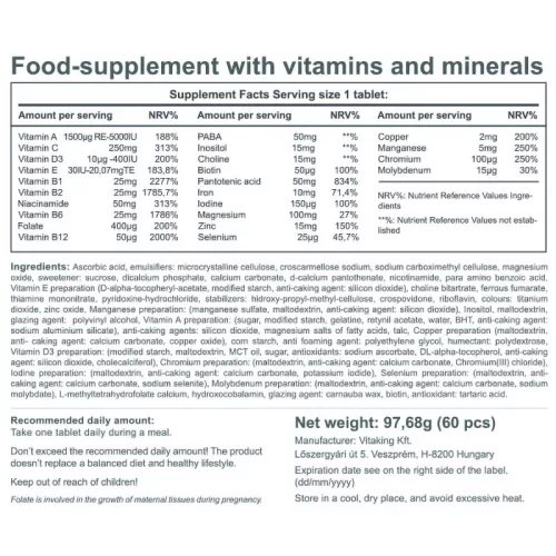 Vitaking 9 Hónap Multivitamin 60 Tabletta