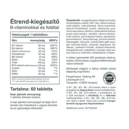 Vitaking B50-vitamin 60 Tabletta