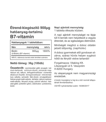 Vitaking Biotin 900 mcg 100 Tabletta