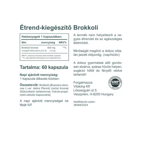 Vitaking Brokkoli (Sulforaphane) 500 mcg 60 Veg Kapszula