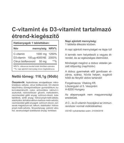 Vitaking C-1000 + D-4000 90 Tabletta