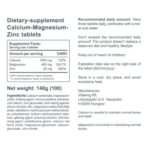 Vitaking CalMag-Cink 100 Tabletta