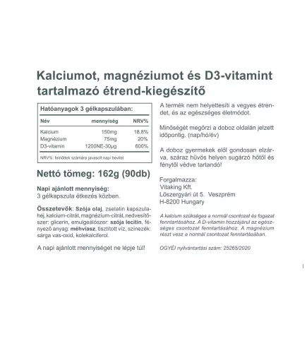 Vitaking CalMag Citrát + D3-vitamin 90 Lágykapszula