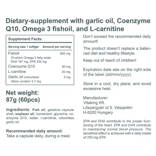 Vitaking Cardiolic Formula 60 Lágykapszula
