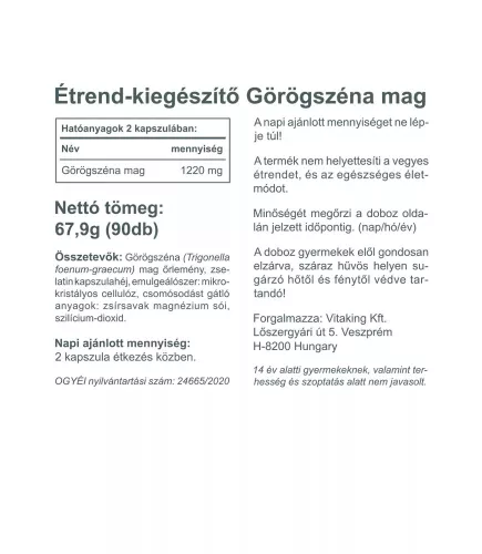 Vitaking Görögszéna Mag 90 Kapszula