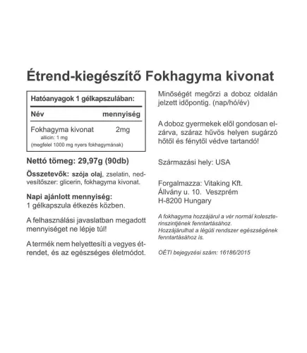 Vitaking Fokhagymaolaj 90 Lágykapszula