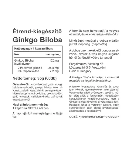 Vitaking Ginkgo Biloba Forte 120 mg 60 Kapszula