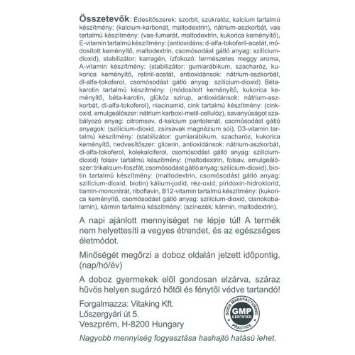 Vitaking Meggyes Gyerek Multivitamin rágótabletta 90 Rágótabletta