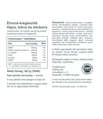 Vitaking Haj Bőr Köröm Vitamin 30 Tabletta
