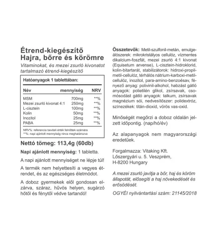Vitaking Haj Bőr Köröm Vitamin 60 Tabletta