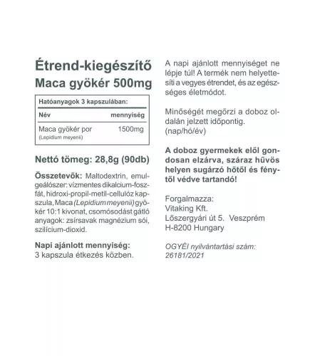 Vitaking Maca Gyökér 500 mg 90 Kapszula