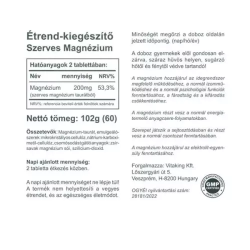 Vitaking Magnesium Taurate 60 Tabletta